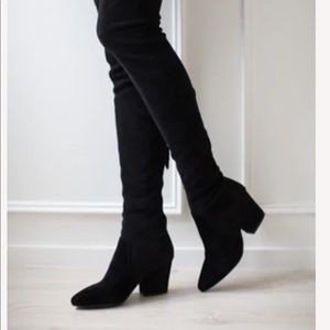 'ELLIS' BLACK CLASSIC OVER THE KNEE SUEDE LEATHER BOOTS - No box but never worn